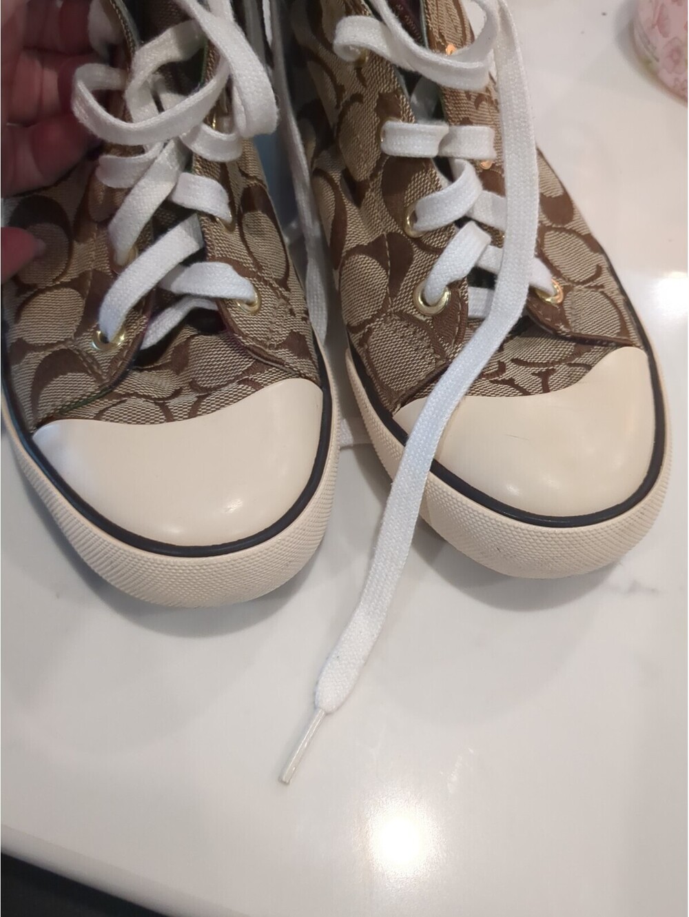 Coach Bonney High Top Chuck Taylor A1283 brown womans shoes size 6.5 - Picture 8 of 8